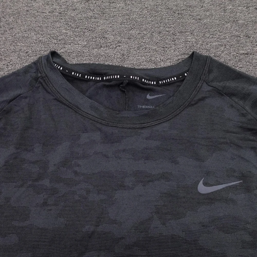 Nike Therma-FIT ADV Shirt Mens XL Black Camo Long Sleeve Running Thermal